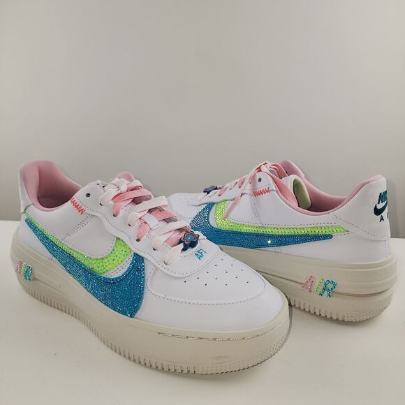 NIKE air force 1 platform pastel custom rhinestone bling sneakers shoes low top - Picture 1 of 11